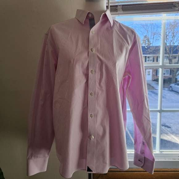 UNTUCKit Medium Mens Douro Wrinkle Free Button Down Relaxed Fit Pinstripe Shirt - Picture 3 of 9